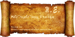 Mátyássy Etelka névjegykártya